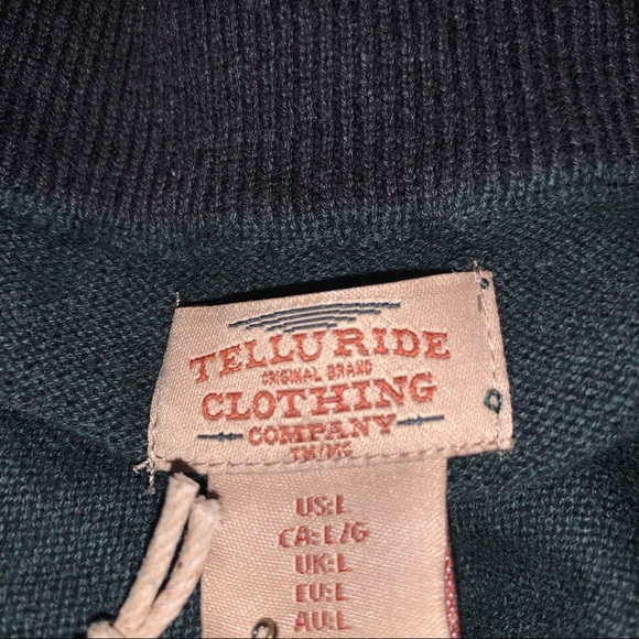 Mens Quarter Zip cotton sweater dark green new with tags Telluride Clothing Co - Picture 7 of 10